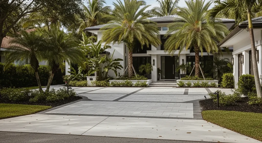 Professional driveway installation with concrete surface in Hollywood FL