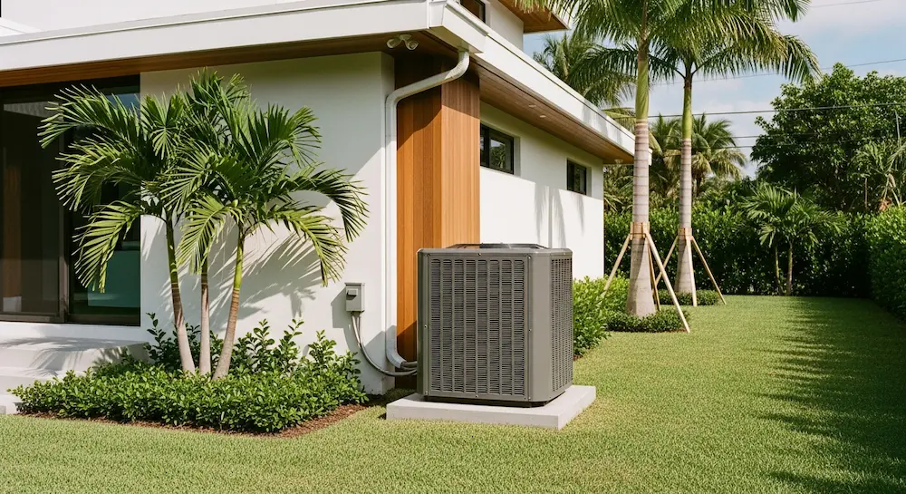 Residential home exterior showing efficient HVAC system providing cooling in Hollywood FL