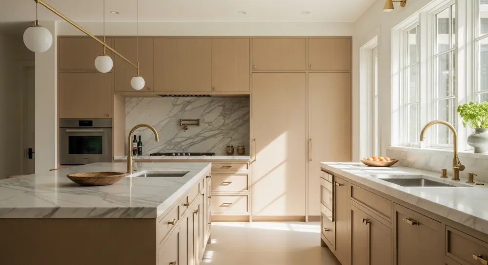 Contemporary kitchen remodeling with new flooring and updated finishes in Hollywood FL