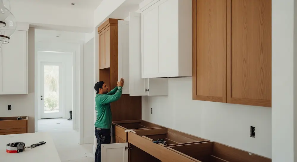 Custom kitchen cabinet installation as part of full kitchen remodel in South Florida