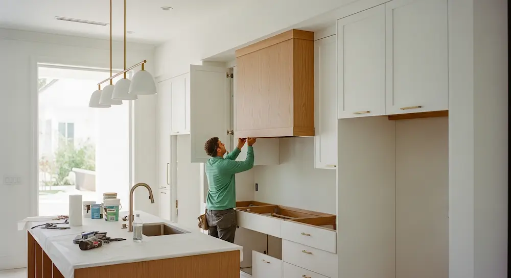 Kitchen renovation featuring modern lighting and upgraded appliances in Hollywood FL