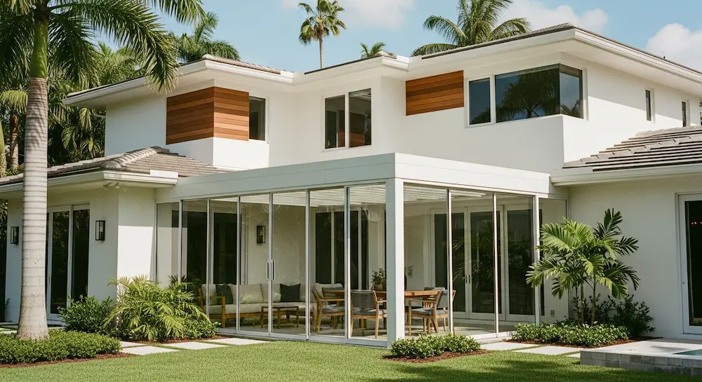 Custom patio enclosure with weather-resistant framing and integrated design in Hollywood FL